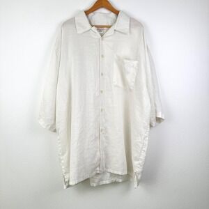 Daniel Ellissa Button Down Men 5XL White Excellent Linen Casual Minimalist Shirt